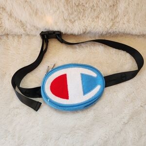 Champion Light Blue Prime Waist Pack Fanny Pack Chenille Logo Belt Bag Like New